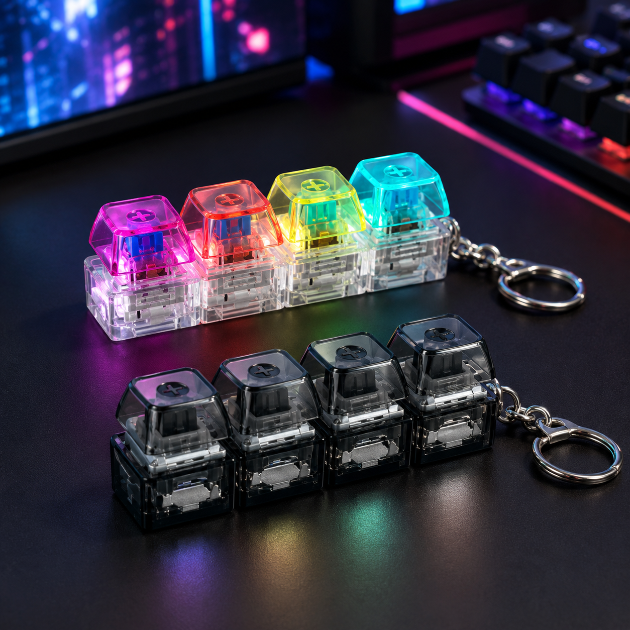 stress relief keyboard mechanical keychain
